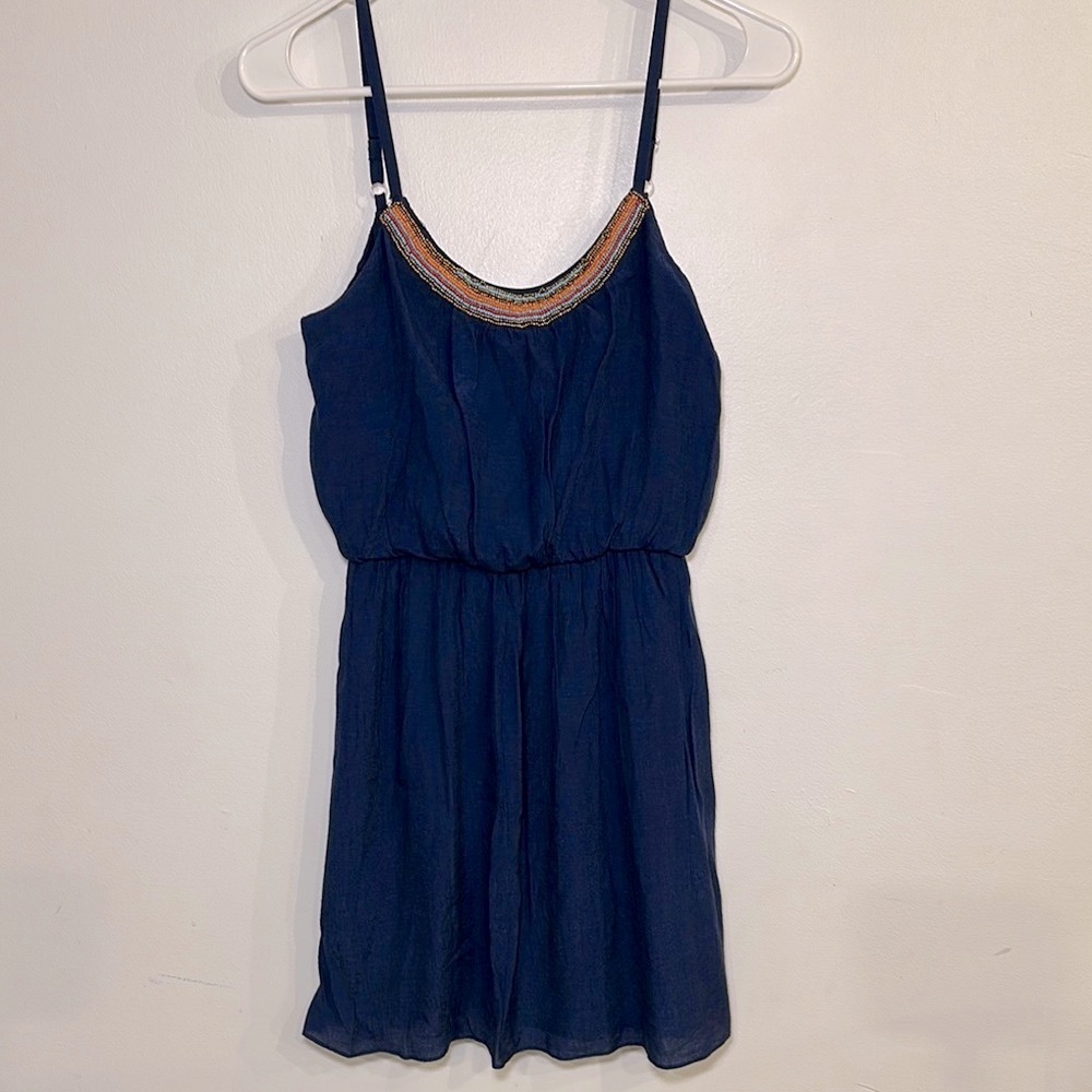 NWT Iz Byer Navy‎ Mini Dress Beaded Size XS